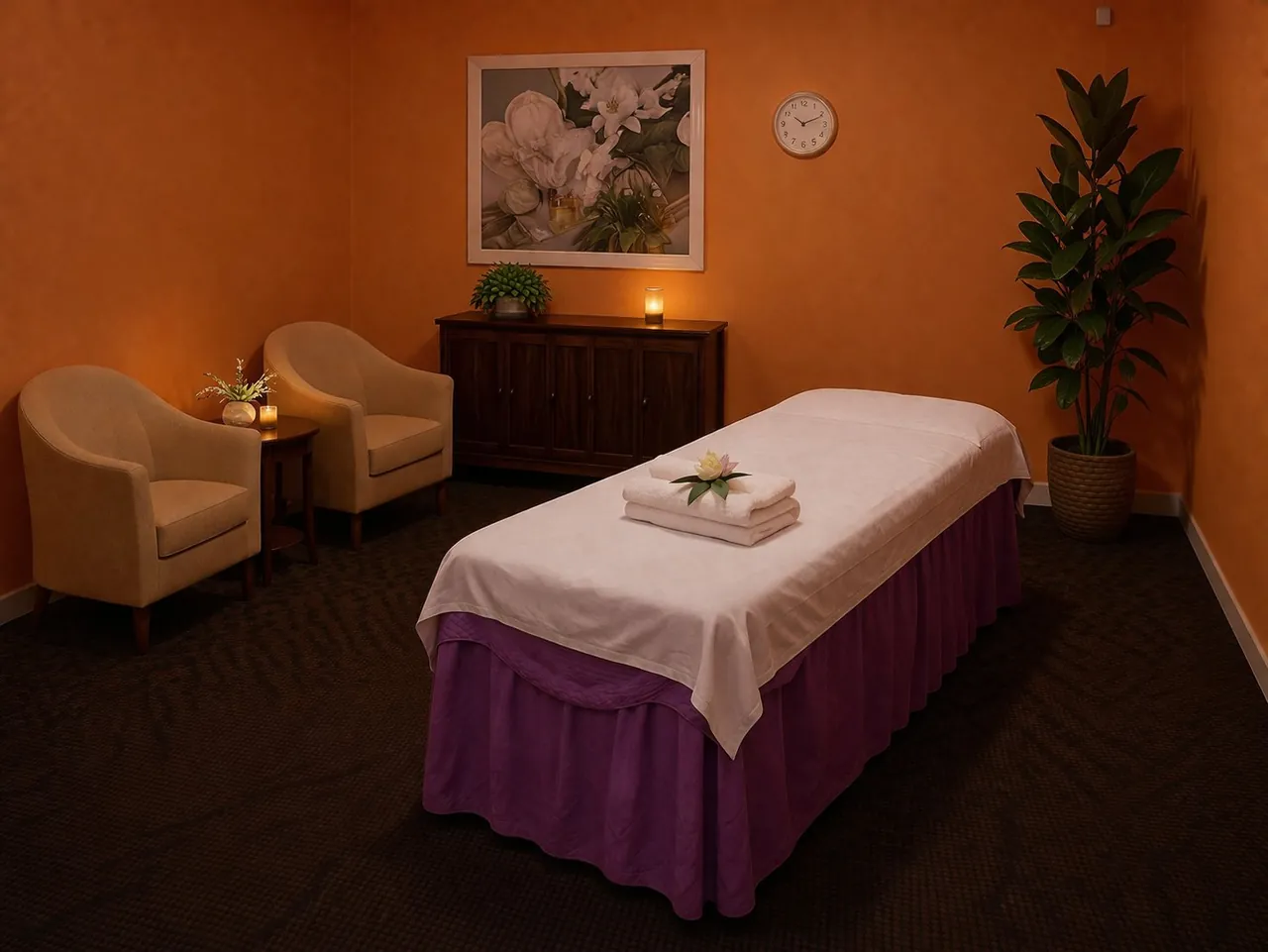 Clean private massage room at Sunny Massage Spa in Seminole, FL