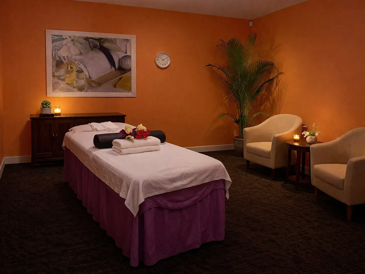 Comfortable, private massage room at Sunny Massage Spa near Treasure Island, FL